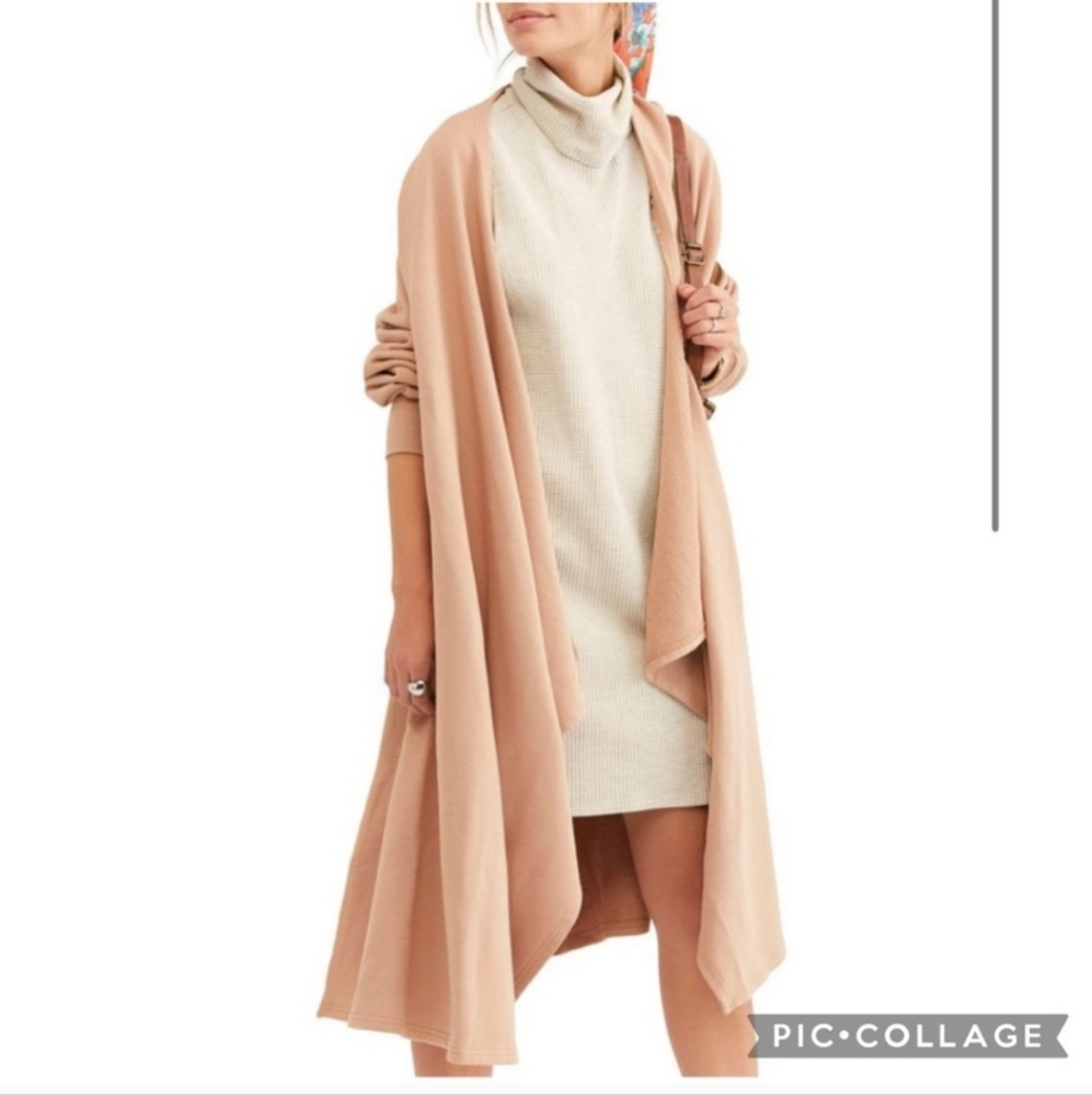 Free People Beach Red Eye Cardigan Open Duster XS/S Heather Pink